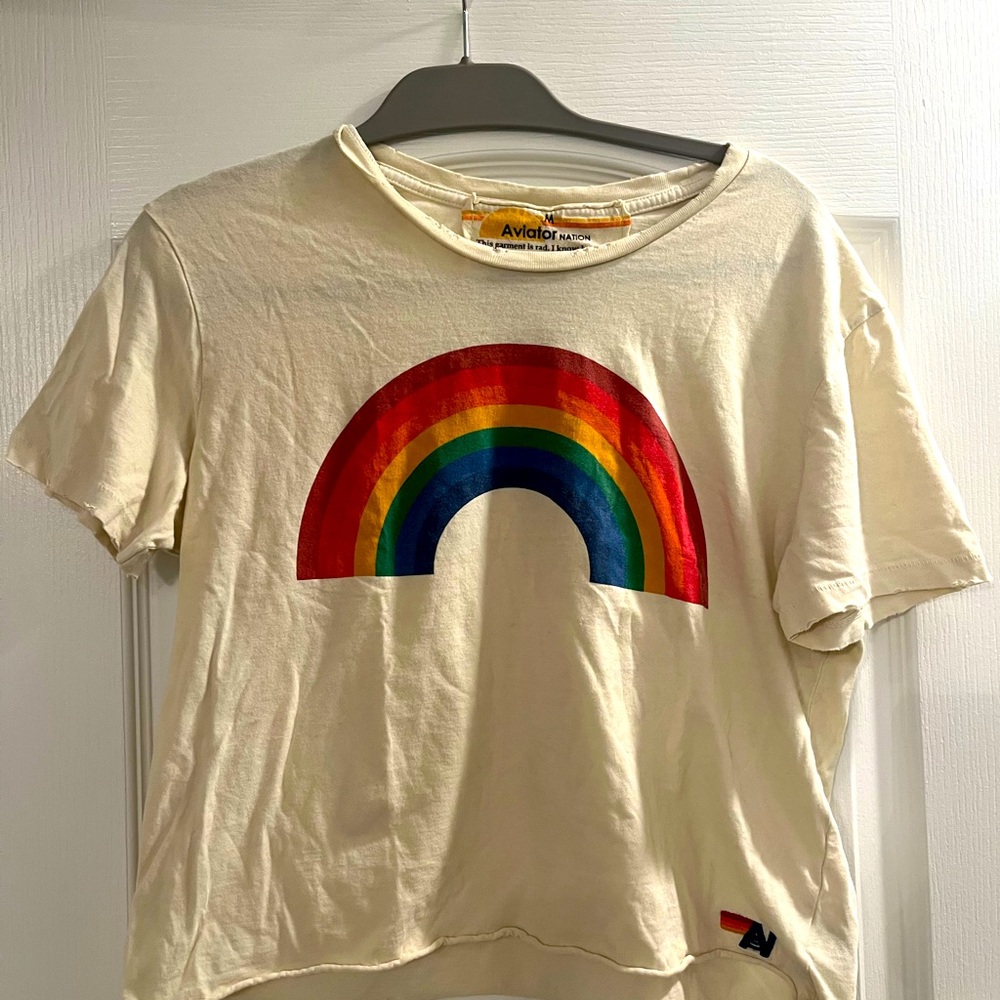 Aviator Nation T Shirt in soft yellow size medium excellent condition